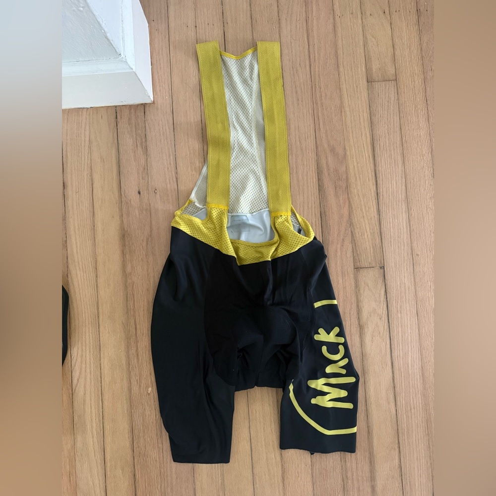 Yellow and Black Cycling Bib Shorts Moretti size M